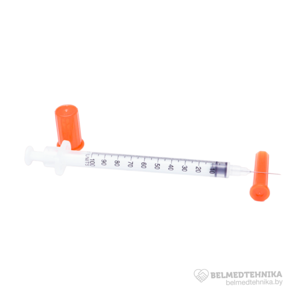 Шприц инсулиновый трехкомпонентный 1мл с фиксированной иглой 2