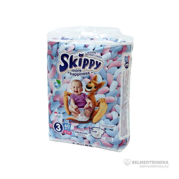 Подгузники для детей Skippy 4-9 кг 60шт 2