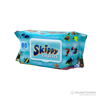 Салфетки детские влажные для детей Skippy Aqua 80 шт 2
