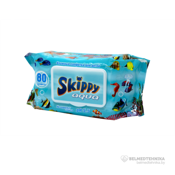 Салфетки детские влажные для детей Skippy Aqua 80 шт 2