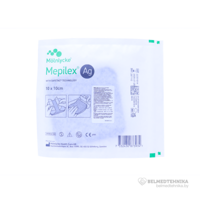 Повязка Mepilex Ag противомикробная мягкая силиконовая пенистая 10х10см 2